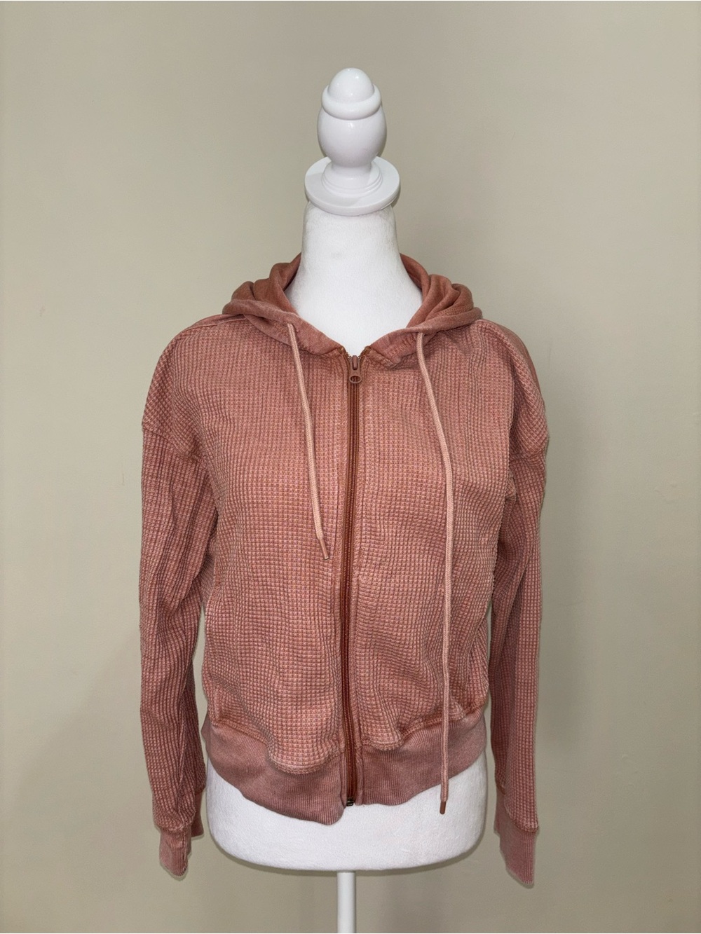 C&C California Dusty Rose Waffle Knit Zip Hoodie